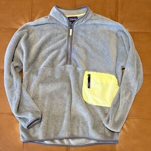 Patagonia Women's Gray and yellow Cowl Neck Sweater